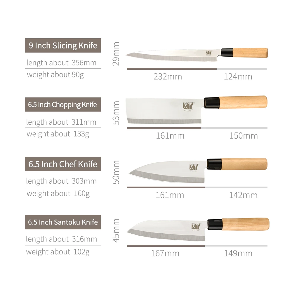 Cena XYj styl japoński nóż ze stali nierdzewnej zestaw 9 krojenie 6.5 Chef Santoku nóż do krojenia ostry nóż mięso ryby narzędzia kuchenne