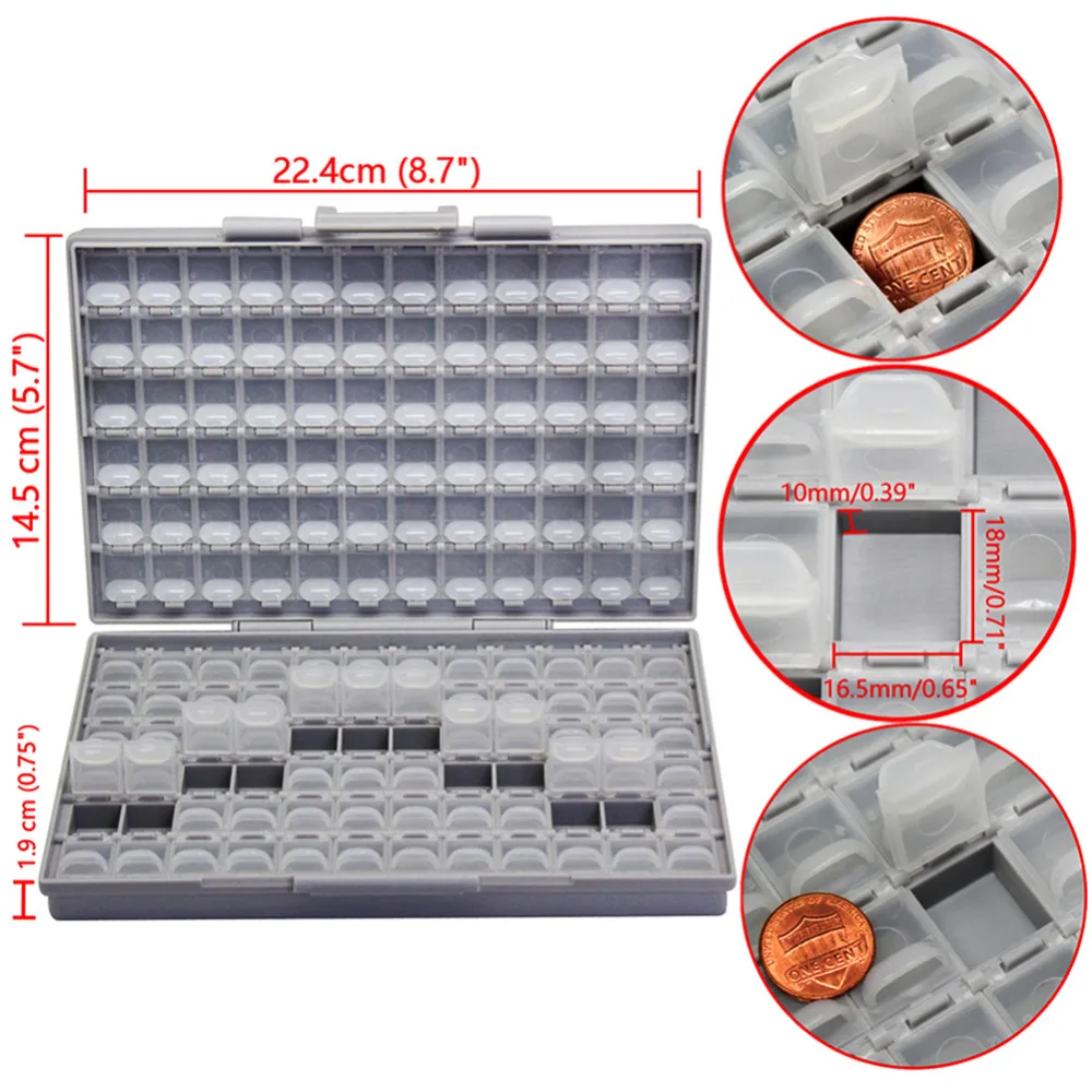 AideTek SMD хранения резистор SMT конденсатор с алюминиевой крышкой, электроника для хранения разного рода дисков и органайзеры прозрачный ящик для хранения ящик пластиковый боксал