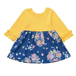 Одежда ARLONEET/платье с цветочным принтом для девочек, 2018 детское Хлопковое платье с круглым вырезом и длинными рукавами, модная