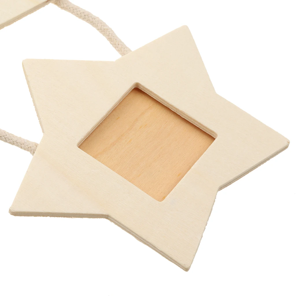 ##BUY Rustic Wooden Stars Triple Hanging Photo Frames DIY Picture Frame Art Craft Home Decor Bedroom Table Decor