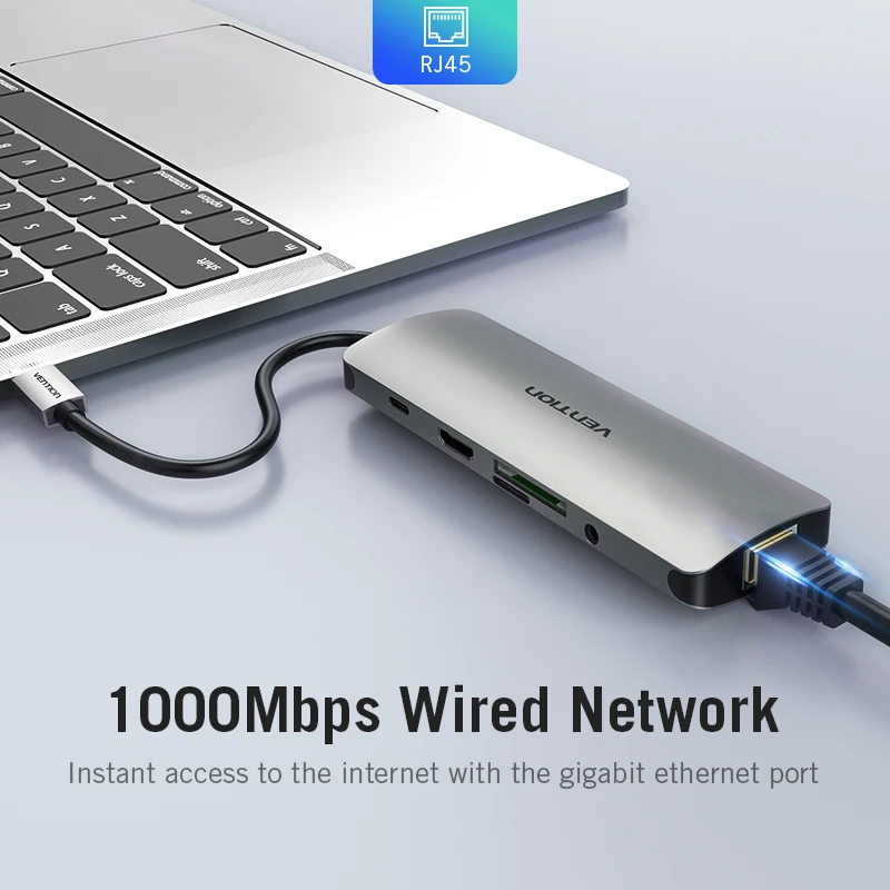 Док станция Vention Thunderbolt 3 USB Type C в HDMI 0 RJ45|hub type c|hub 3.0hub usb |