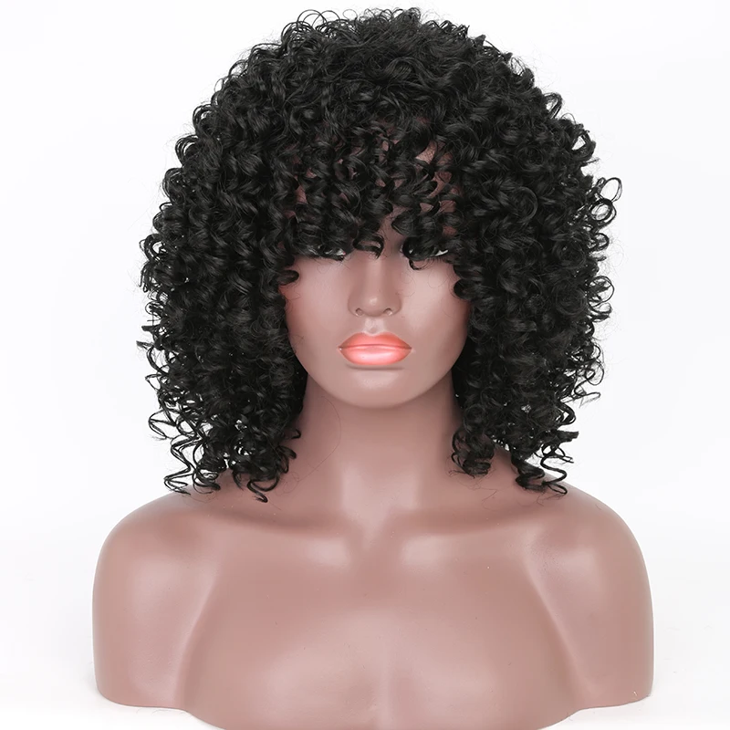 Feibin Короткие афро парики для черных женщин кудрявые Омбре блонд натуральные черные синтетические парики африканские 14 дюймов