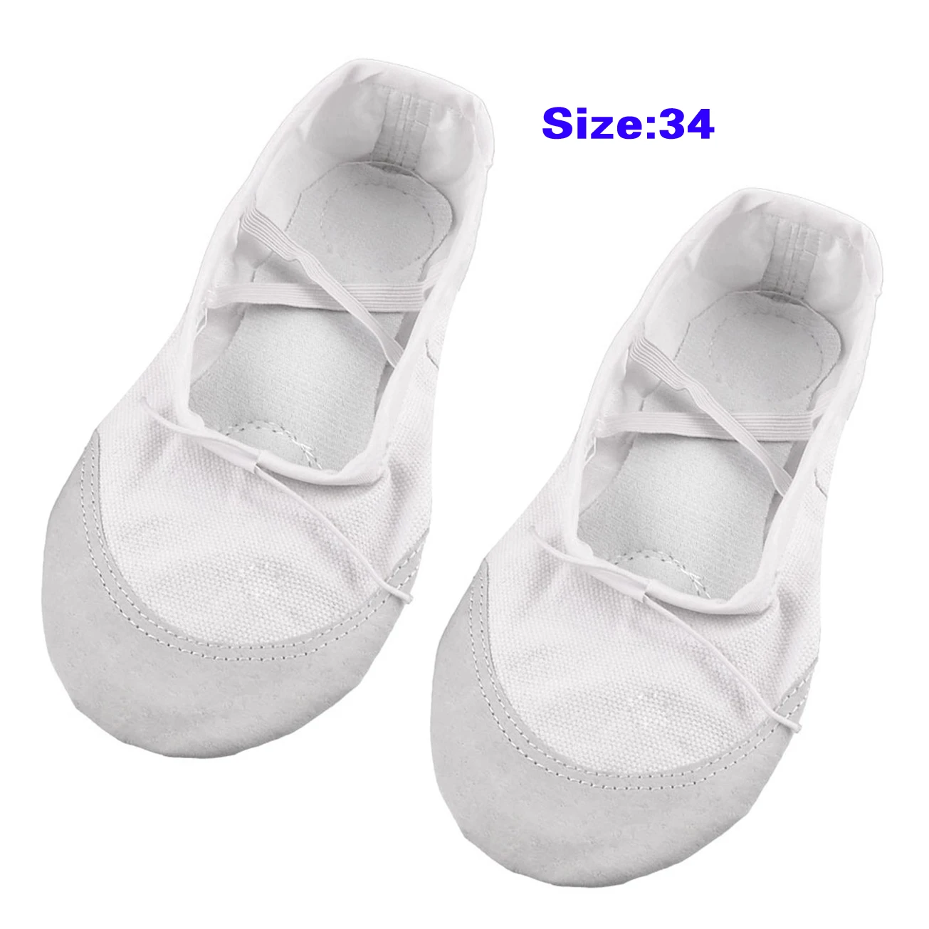 White Split Sole Drawstring Top Ballet Dancing Flats Shoes EU Size 34