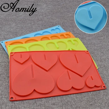 

Aomily Love Heart Lollipop Chocolate Mold DIY Bakeware Silicone 3D Handmade Pop Sucker Sticks Lolly Candy Mold with Stick Shape