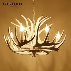Girban бренд свечи Antler люстра Ретро смола олень Лампочка Рожок белый украшение дома освещения E14