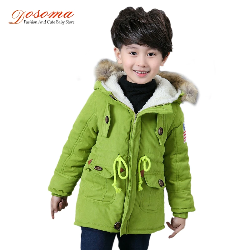

2-9T Girls Boys Coats And Jackets Winter Jackets For Girls Fashion Korean Boys USA Flag Hooded Waist Lambswool Thick Kids Coat