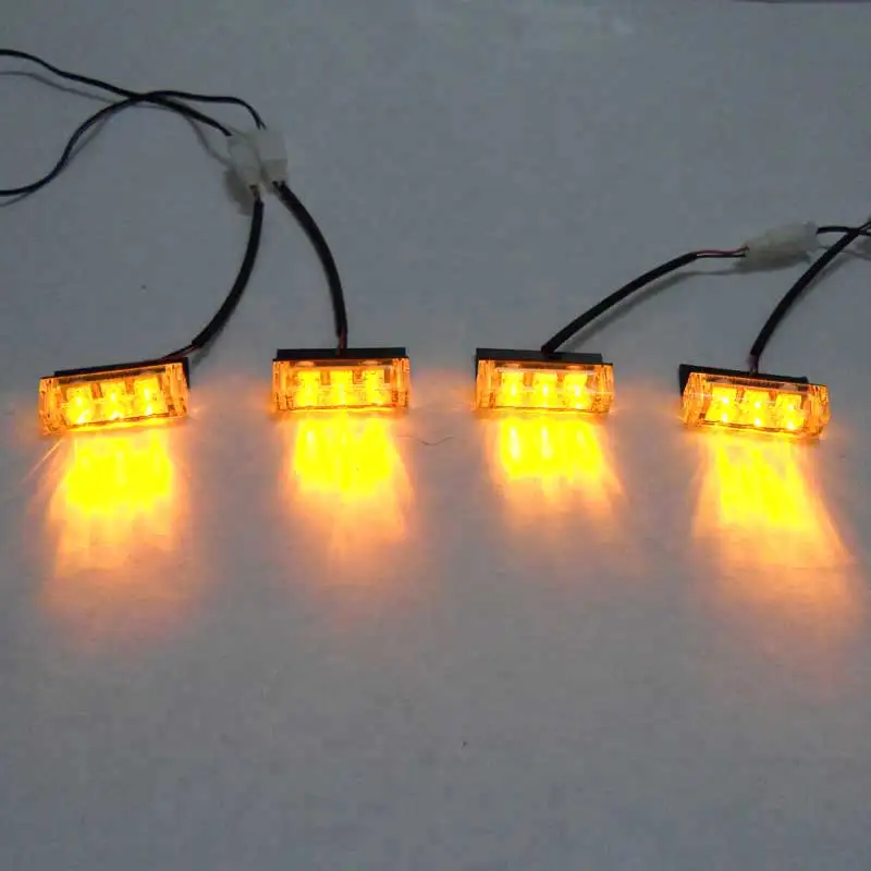 Автомобиль FUGSAME, красный, синий, белый, зеленый, желтый, янтарный, 4x3, 12LED, стробоскоп Предупреждение льный светильник, полицейский светильник скорой помощи, мигающий светильник s DC12V