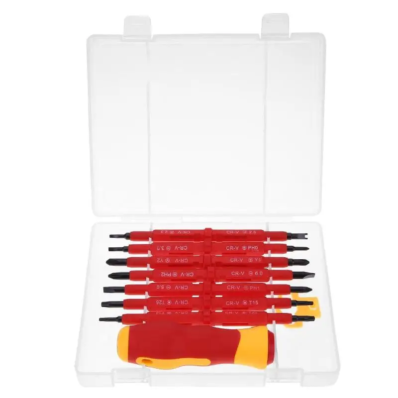 

8pcs/set Multi Purpose Crewdriver Screwdriver Isolated High Voltage Household Hand Tool Double Head Electricians Tool Kit