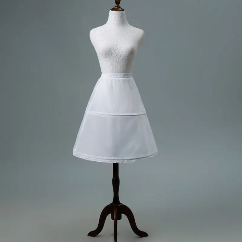Женская короткая белая юбка-американка с 2 кольцами и завязками на поясе; Однослойная полускользящая кринолиновая Нижняя юбка с волшебным стикером