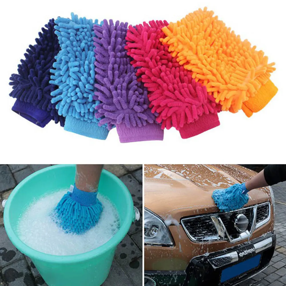 

VODOOL Hand Double-Faced Car Cleaning Glove Chenille Car Vehicle Auto Cleaning Glove Wash Mitten Cloth Washing Mitt Brush Gloves