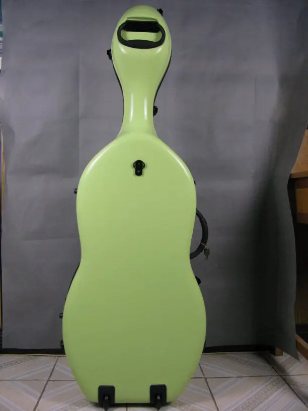 

1pcs shallow green fiberglass 4/4 cello hard case w/ wheells