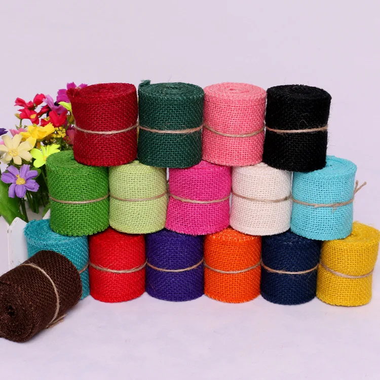 

10meters/Rolls 6cm Candy colors linen roll Burlap Ribbon roll Gift Linen DIY Wrapping Rolls wedding christmas decoration SD006