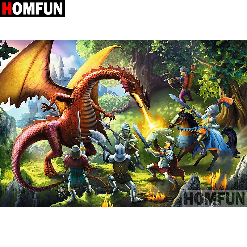 

HOMFUN 5D DIY Diamond Painting Full Square/Round Drill "Cartoon dragon" Embroidery Cross Stitch gift Home Decor Gift A09014