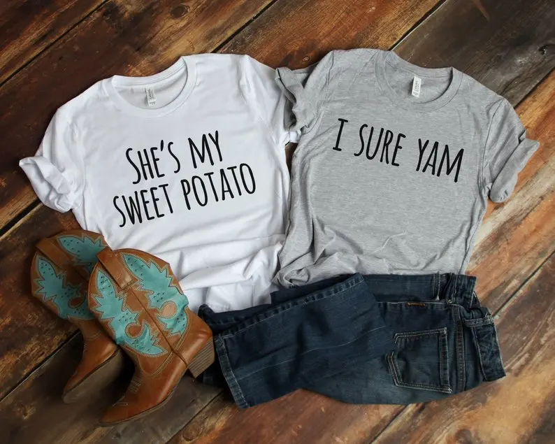Sugarbaby She is My Sweet картофель I Sure Yam сочетающиеся рубашки его и ее свадебный подарок