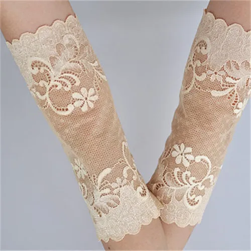 Floral Pattern Lace Decor Anti Dust Oversleeve Arm Protector Cover Sleeve Pair