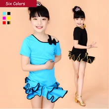 Девушки Дети Самба карнавальные костюмы детские танцевальные спортивные платья Румба Одежда для танцев сальса одежда Танго ча костюмы