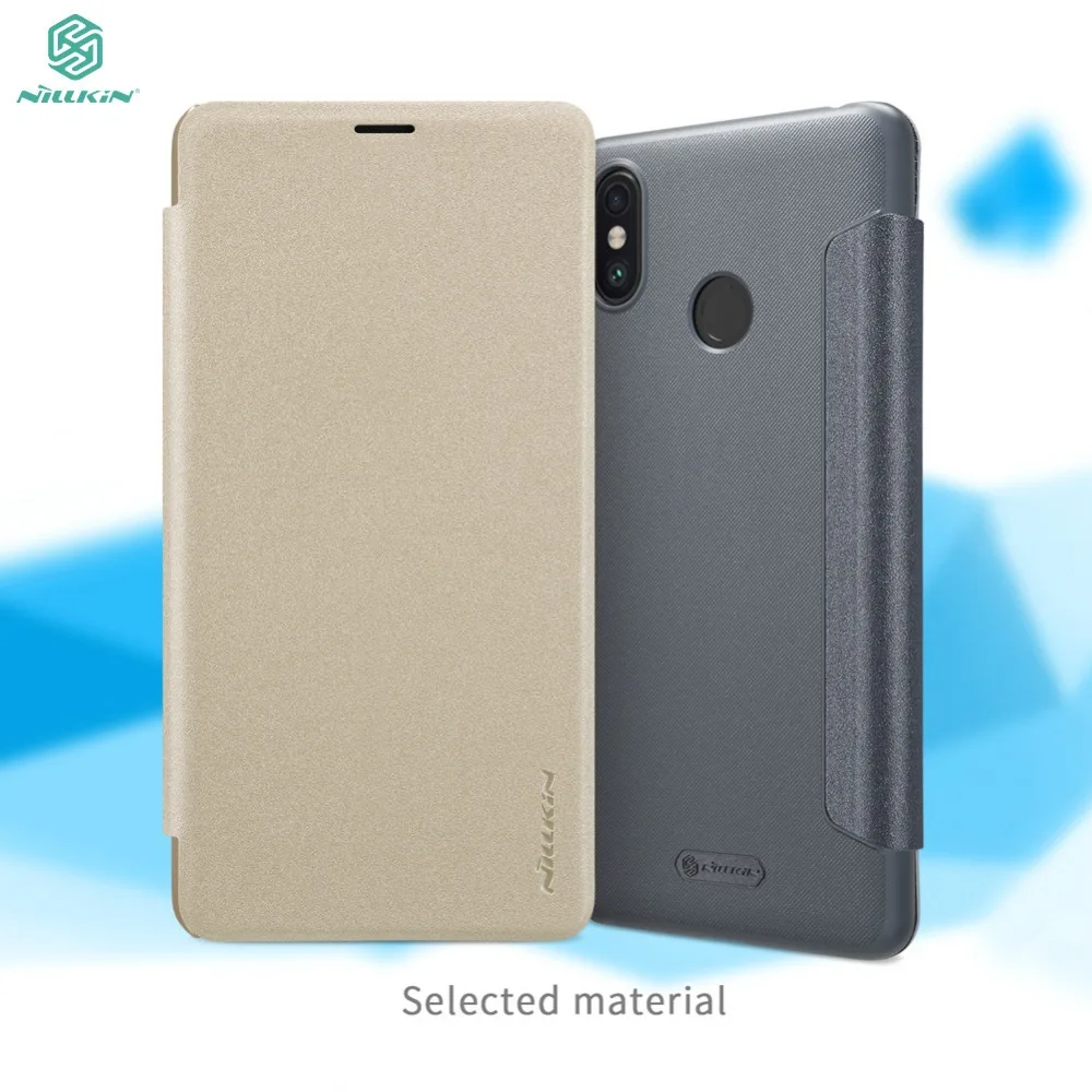 Оригинальный блестящий кожаный чехол NILLKIN для Xiaomi Mi Max 3 откидной деловой