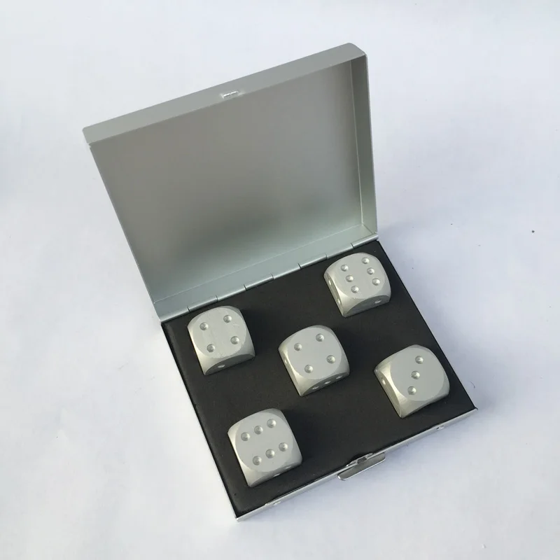 16 мм алюминиевые кубики из сплава набор серебро/золото Цвет Твердые домино алкоголь, азартные игры кости металлический корпус покер аксессуар уникальный подарок