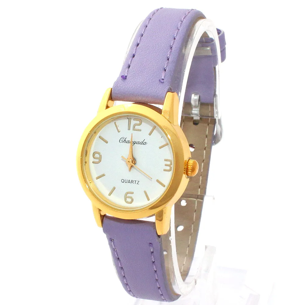 10 цветов популярные милые женские часы для девочек детские часы кожаные кварцевые студенческие дети мультфильм детские наручные часы U56 подарки для детей - Цвет: Purple