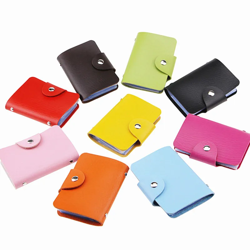 24 Card Slots Double Sided Plastic Card Holder Small Size Multicolor Business Pack Bus Card Bag ...