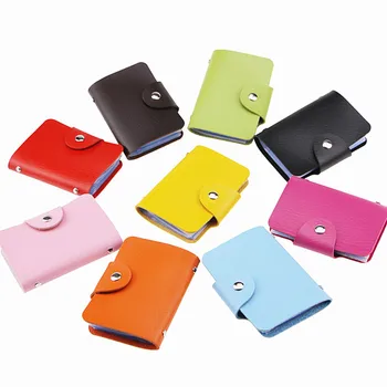 

24 Card Slots Double Sided Plastic Card Holder Small Size Multicolor Business Pack Bus Card Bag Women Purses Men Wallet