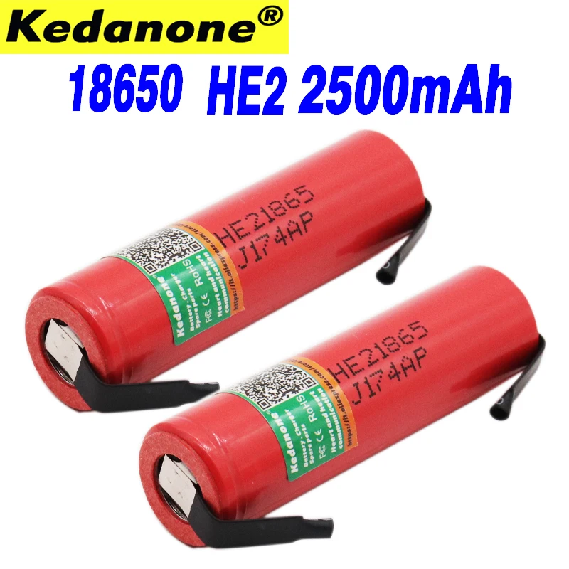 

3.6V ICR18650 HE2 18650 2500mAh continuous 20A pulse 35A discharge battery for LG replace VTC4/VTC5 18650 battery +DIY nickel