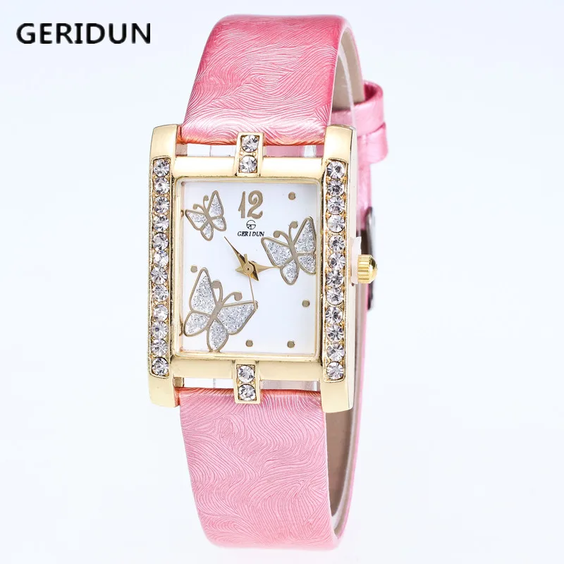 

GERIDUN New listing Watch Women Watches Fashion Rhinestone Quartz Female Clock Crystal PU Leather Relogio Feminino Reloj Mujer