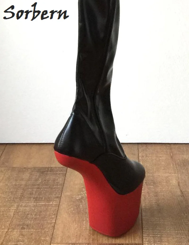 Señora Larga De Mujeres Tacones Rojo Bota Botas Zapatos Muslo La Del Sorbern Alta Tamaño Entrepierna Sin Color Casco Extrema Luz custom Mate Roja Negro Plus Negro Tacón fgdnEq