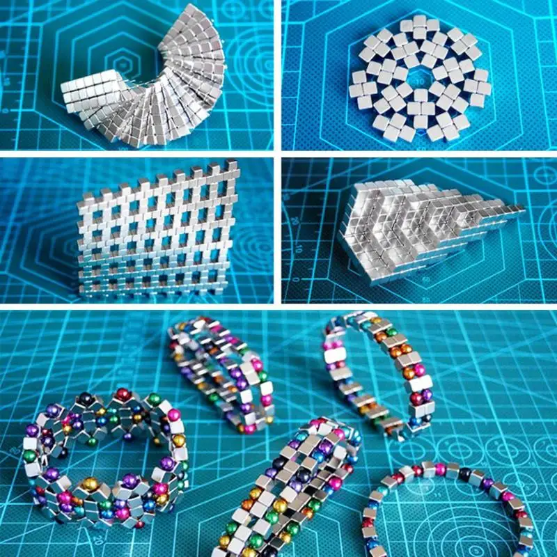 

100pcs/bag 5mm Square Magnet Cube NdFeB Magnetic Ball Decompression Super Strong Powerful DIY Puzzle Building Blocks