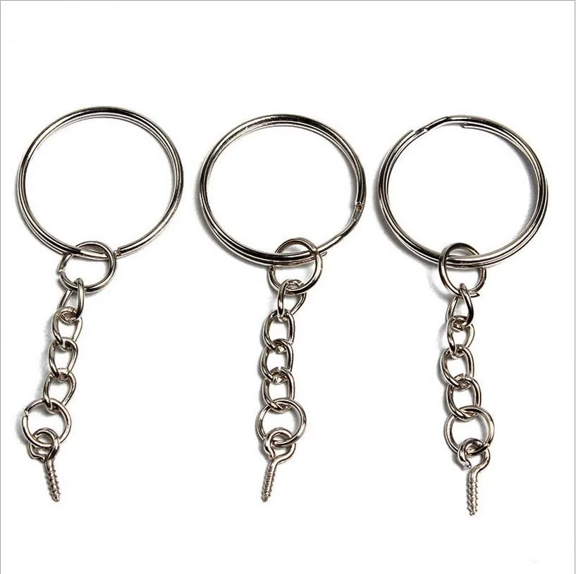 20pcs/lot Rhodium Plated Tone Key Rings & Keychain with Screw Eye Pins Split Ring Key Chains