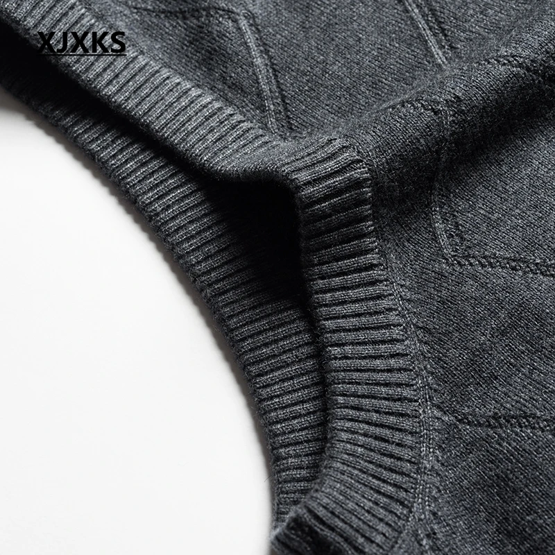 XJXKS осенний и зимний кашемировый мужской жилет с v-образным вырезом без рукавов свитер Хеджирование мужские повседневные трикотажные пуловеры Pull Homme