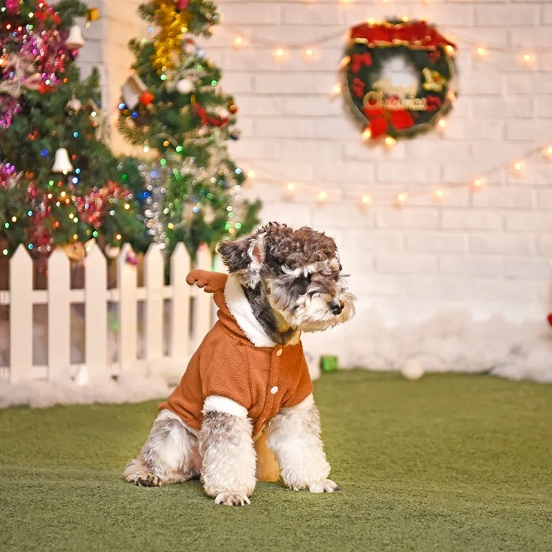 Флисовая одежда для собак, пальто для собак, Рождественская Милая одежда с капюшоном для щенков, лося, теплое пальто для осени и зимы, XS-XL