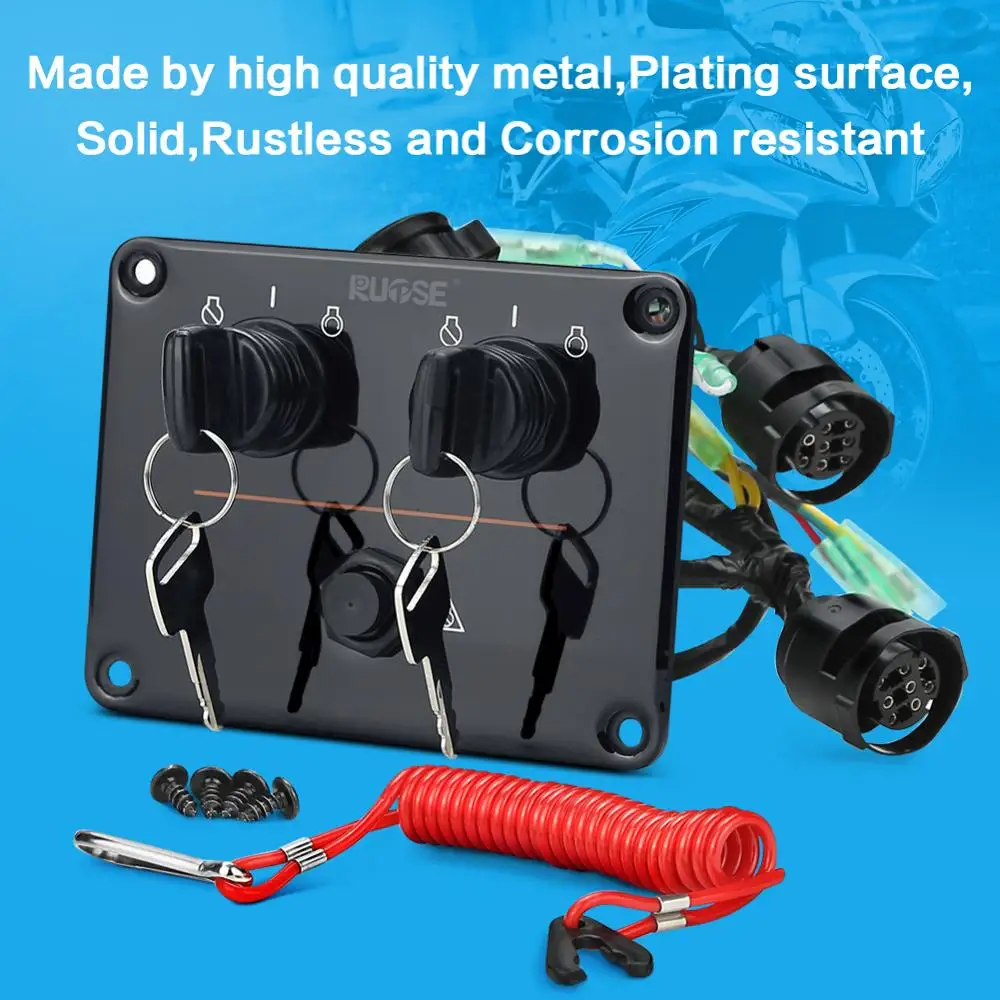 Dual Engine Key Switch Panel Twin Switch for Yamaha Outboard Engine 6K1