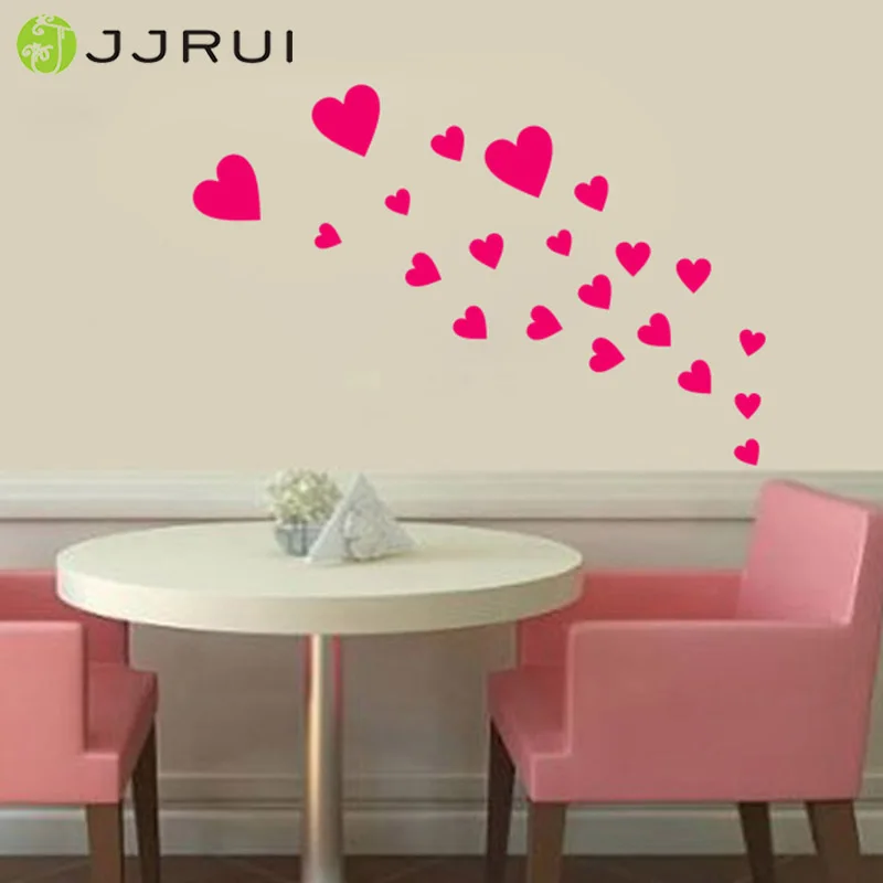Jjrui Hearts Wall Stickers Art Decals Diy Wall Stickers Home Decor Wall