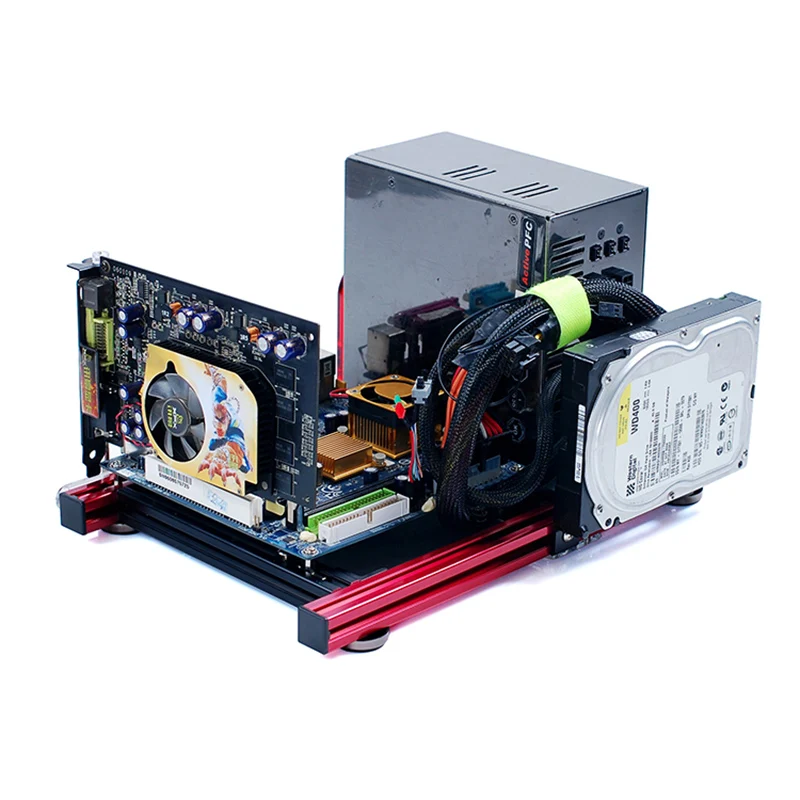 DIY Mini itx/matx/ATX PC Chassis case Aluminum Desktop Open Bare Frame Horizontal Rack game host Box computer mainframe Parts