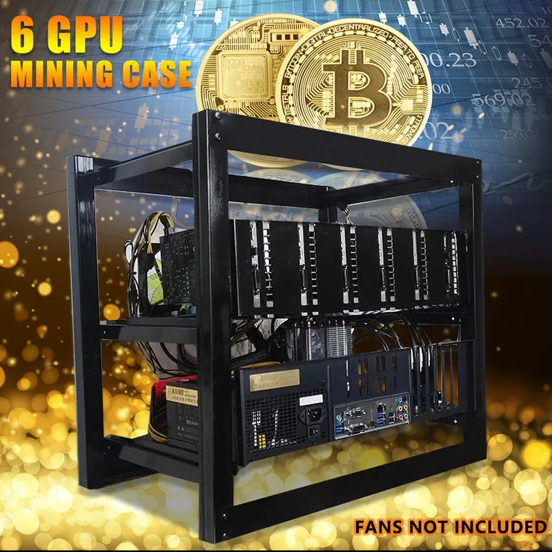 

Leory 50x50cm Miner Frame Bracket Open Air Mining Miner Frame Rig Case Bracket 6xGraphics Card 3xFan Bit For 6 GPU ETH Ethereum
