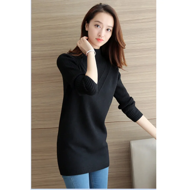 Women Turtleneck Winter Sweater 2018 New Long Knitted Women Sweaters And Pullovers Elasticity Female Jumper Tricot Tops LF076