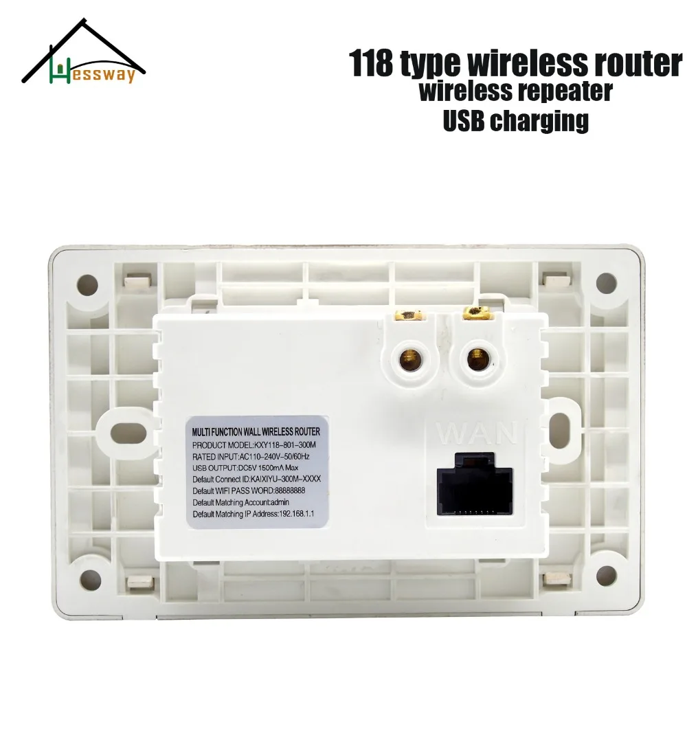  HESSWAY Wall incrustado inalámbrico AP Router 3G/4G inalámbrico Wifi ordenador USB cargador Socket 