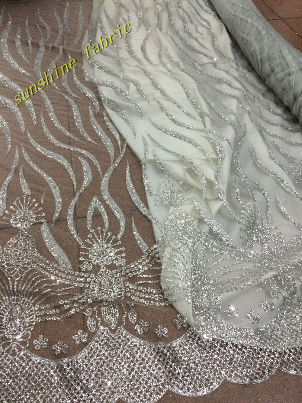 Sparkle Tulle Glitter Lace Fabric For Wedding Dress Glitter Net Lace