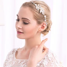 Lace band Pearl with Rhinestone Hair Vine Jewelry Headband wedding handband band