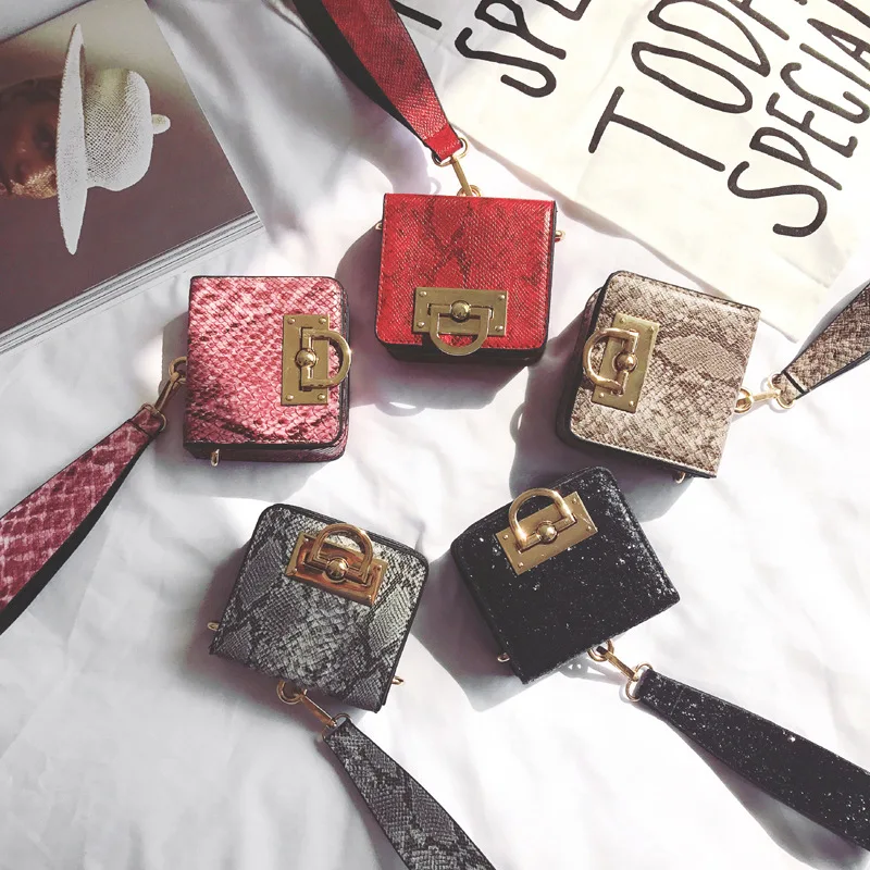 

Fashion style new design serpentine mini box shape handbag shoulder bag ladies flap purse women's clutch bag