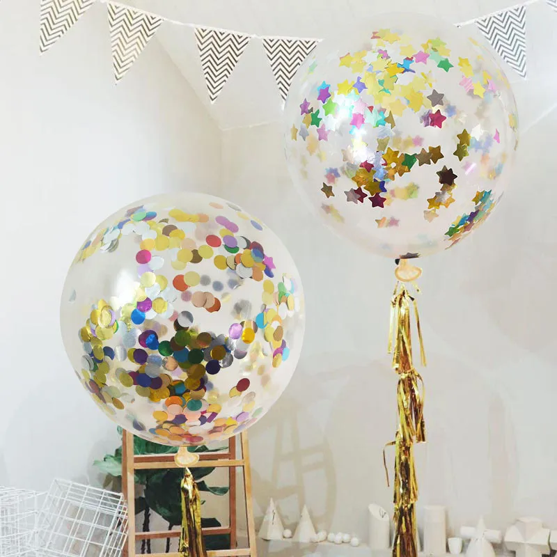 

Confetti Balloons 18Inch 1/2PCS Transparent Latex Balloons Gold Silver for Wedding Party Birthday Festival Ballons Decoration