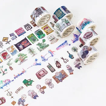 

7Designs NEW!! /Plants/Cactus/Landmark building Pattern Japanese Washi Decorative Adhesive DIY Masking Paper Tape Sticker Label