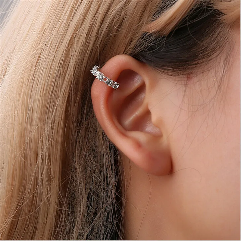 

1 piece new arrival U shape ear clip for women gold silver color crystal stud earrings womens non piercing fashion jewelry gifts