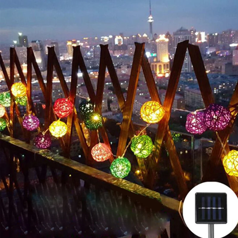 

5M/20LED Cane Ball String Light Garden Solar Lights Outdoor Waterproof Warm Light /RGB Solar Lighting New Year Christmas Decor