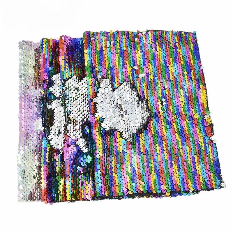 

A4 29x21cm Polyester Satin Fabric Rainbow Reversible Sequin Fabric DIY Handmade Sewing Cloth Supplies Accessories Wholesales