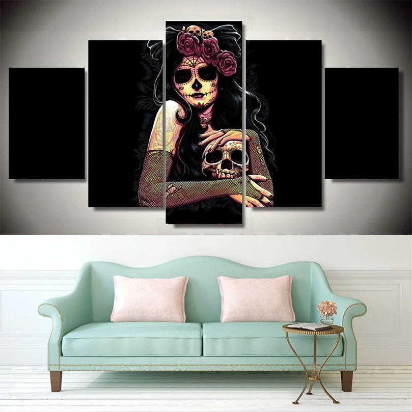 

New Needlework Diamond Painting Diamond Embroidery All Square Drill Rhinestone Mosaic Picture Skull beauty wall decor gift DW994