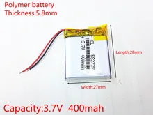 582728 3.7V 400mAh Rechargeable li-Polymer Li-ion Battery For Q50 G700S K92 G36 Y3 Children’s smart watches mp3 582828 602828