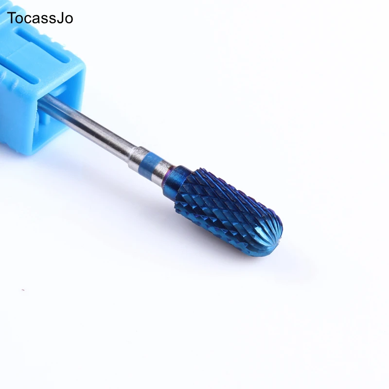 

TocassJo Blue Tungsten Carbide Nail Drill Bit Cylinder Nail File Drill For Removing Gel Nail Polish Sanding Drill 5.7*13 mm Head