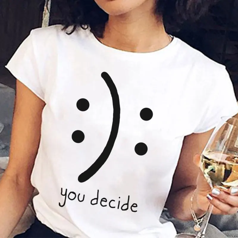 

Summer Korean Style Fashion Kpop Tops Short Sleeve Cotton White Female T-shirt Harajuku Streetwear Women Tees You Decide Clothes
